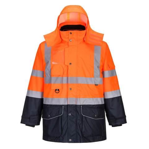 PORTWEST S426 PARKA HAUTE-VISIBILITÉ 7-EN-1 TRAFFIC CONTRAST ORANGE/MARINE - TAILLE L