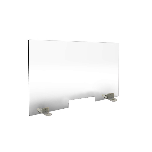 SÉPARATEUR DE BUREAU/TABLE 4 MM TRANSPARENT H 55 X L 90 CM AVEC PIEDS MÉTAL