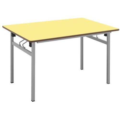TABLE PLIANTE 4 PIEDS 180 X 80 CM T6 STRAT ABS JAUNE/ALU