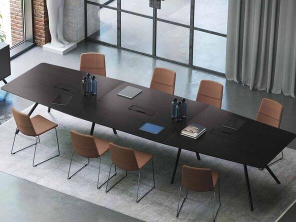 Bureau de direction Volkor structure tube d'acier et plan en placage de bois_0