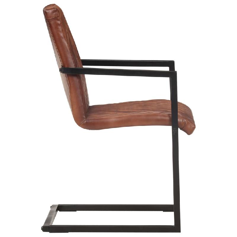 VidaXL Chaises à manger cantilever lot de 2 marron cuir véritable Modèle Vervelor - 321843_0