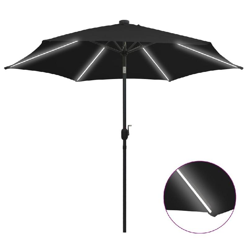 VidaXL Parasol de jardin avec lumières LED et mât en aluminium noir Modèle Helios Essence Plus - 47366_0