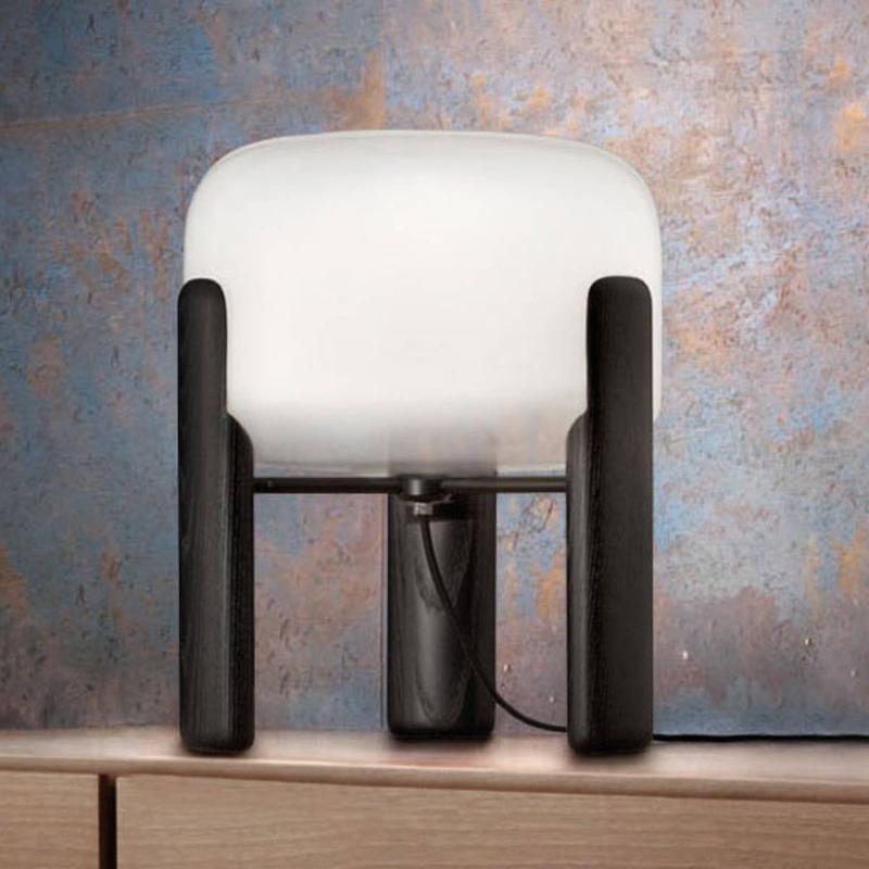 VISTOSI LAMPE À POSER SATA ABAT-JOUR BLANC, PIED NOIR