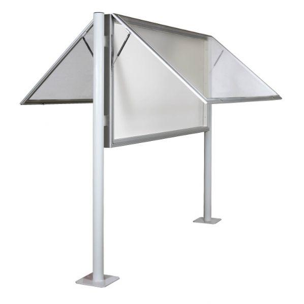 Vitrine d'affichage double face monobloc sur pied à visser 21 x A4 - 2 serrures - Protection antivandalisme et intempéries - Rolléco_0