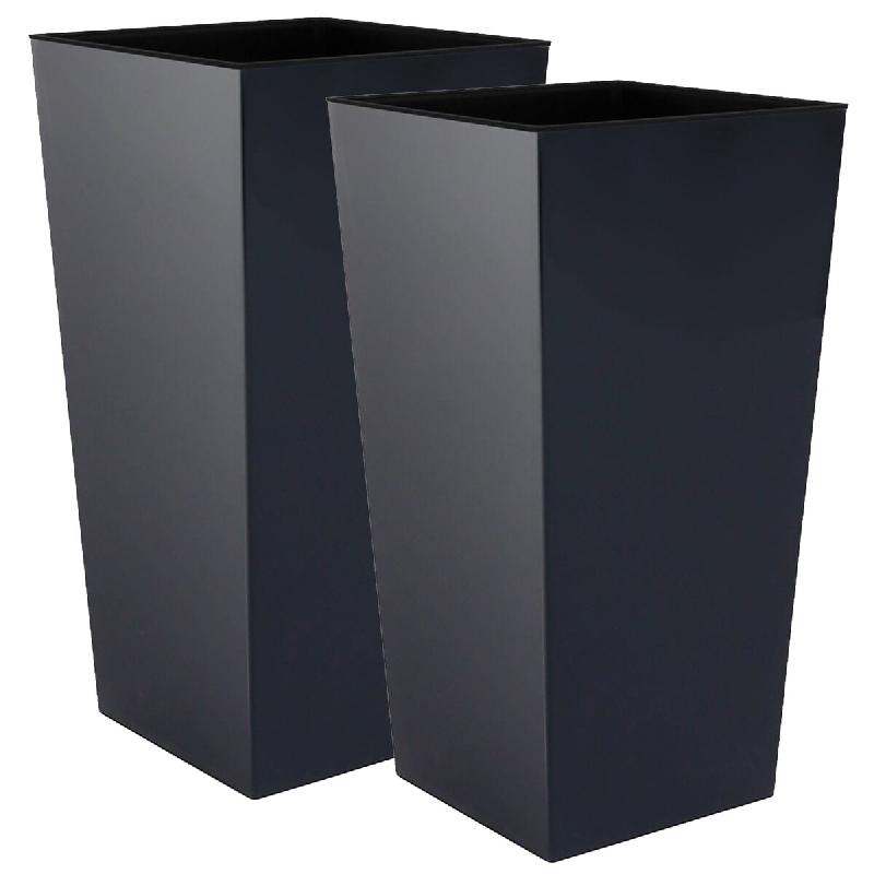 WellHome - Lot de 2 pots de 49 L coloris anthracite - gris plastique PK5202_0