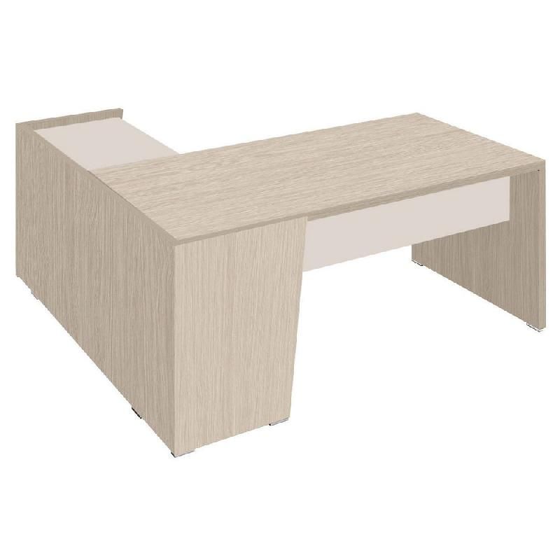 BUREAU DIECTION CANBERRA + RETOUR L.200 X P.80 CM - PLATEAU CHÊNE  - PIEDS PLEINS