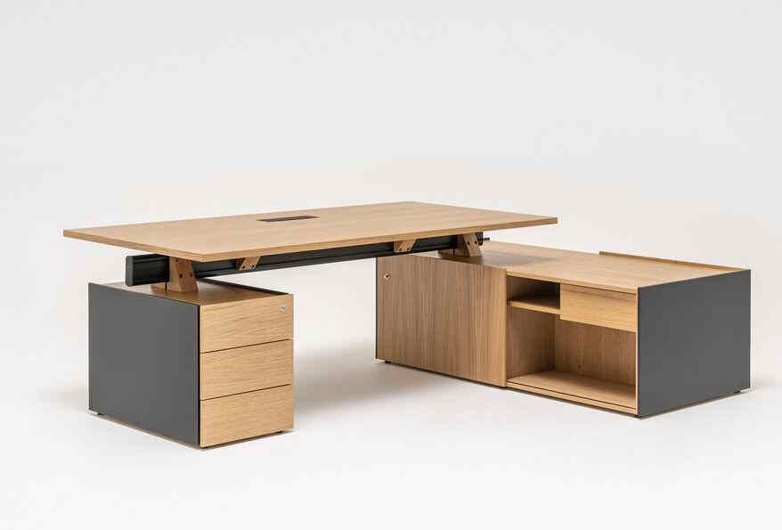 Bureau de direction moderne avec pieds en bois - Viga_0
