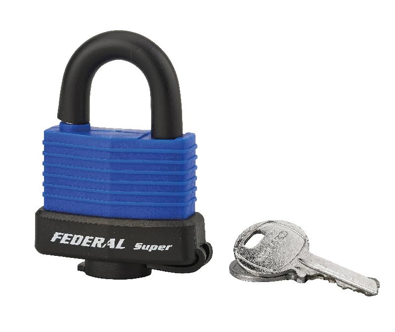 Cadenas à clé Sea Line 40 mm bleu - Corps laiton gainé PVC - Anse inox gainé PVC - Marque Thirard_0