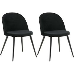 Chaise en velours avec pieds en acier Velvet (Lot de 2) noir Venture Home - noir 3700866352585_0