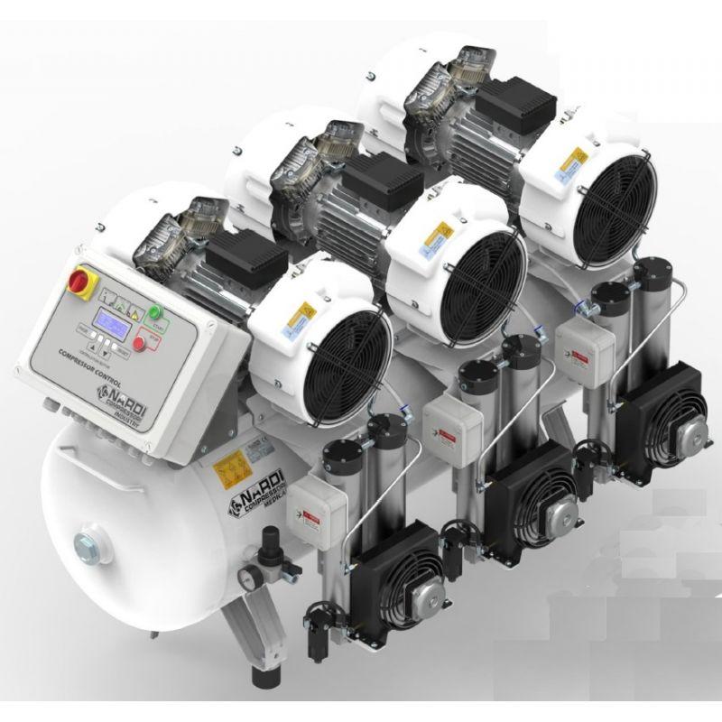 Compresseur dentaire extrême MPD 500 - 500L - 3 groupes compresseurs 4D - 10 bars_0