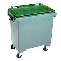 Conteneur à déchets 1000 litres extérieur 4 roues gris-vert_0