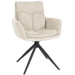 Décoshop26 - Chaise de salle à manger x1 extra confort pivotant en tissu crème piètement en métal noir 10_0002159 - noir 3000250870429_0