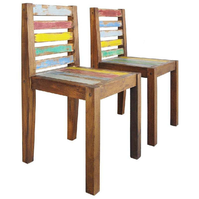 Décoshop26 - Lot de 2 chaises de salle à manger cuisine design vintage bois de récupération solide CDS020286 - Bois massif 3001073899789_0