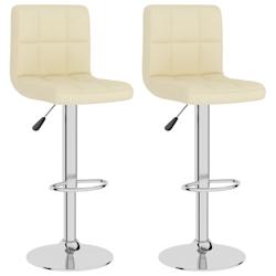 Décoshop26 - Lot de 2 tabourets de bar chaises hautes hauteur réglable en tissu crème et acier DEC029662 - 3000257487767_0
