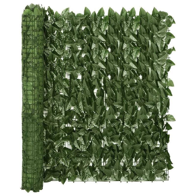 ÉCRAN DE BALCON BRISE PARE VUE PROTECTION CONFIDENTIALITÉ AVEC FEUILLES 300 X 100 CM VERT FONCÉ 02_0010005_0