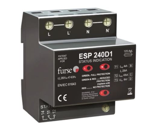 Esp-d1 - dispositif de protection parafoudre/parasurtenseur - WJ Furse - 280 V - série ESP-D1 - rail DIN_0