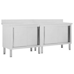 Helloshop26 - Lot de 2 tables avec portes coulissantes 200 x 50 x (95-97) cm acier inoxydable 02_0000009 - 3000062811535_0