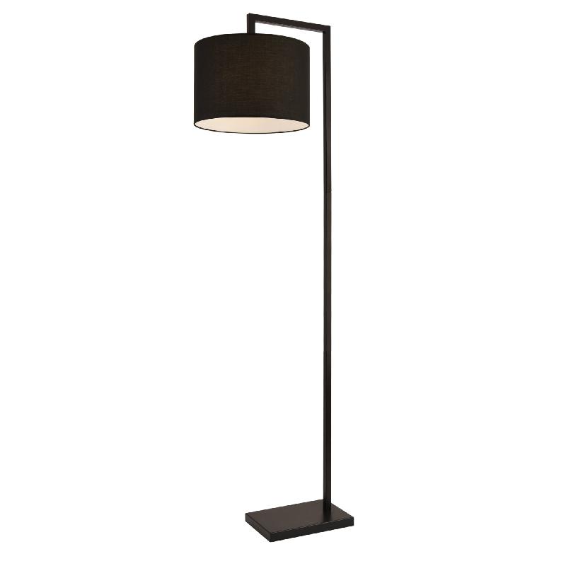 Lampadaire lampe à pied avec abat-jour métal et tissu noir 161 cm 03_0002433