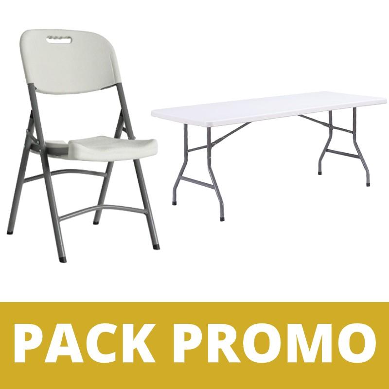 Lot tables pliantes polypropylène 183x76 cm + chaises pliantes POLYCHAISE - Plusieurs configurations disponibles_0