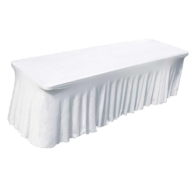 Nappe housse élastique blanche pour table 244 cm - élasthanne et polyester, usage professionnel intérieur/extérieur_0