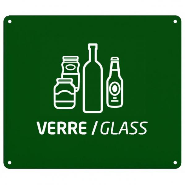 Plaque signalétique tri sélectif murale VERRE - Vert - Sérigraphie - Rolléco_0