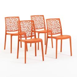 RATTATAN Set 4 Chaises en polypropylène avec fibre de verre empilables pour extérieur et jardin, bar et restaurant, cuisine design moderne - ANNA -_0