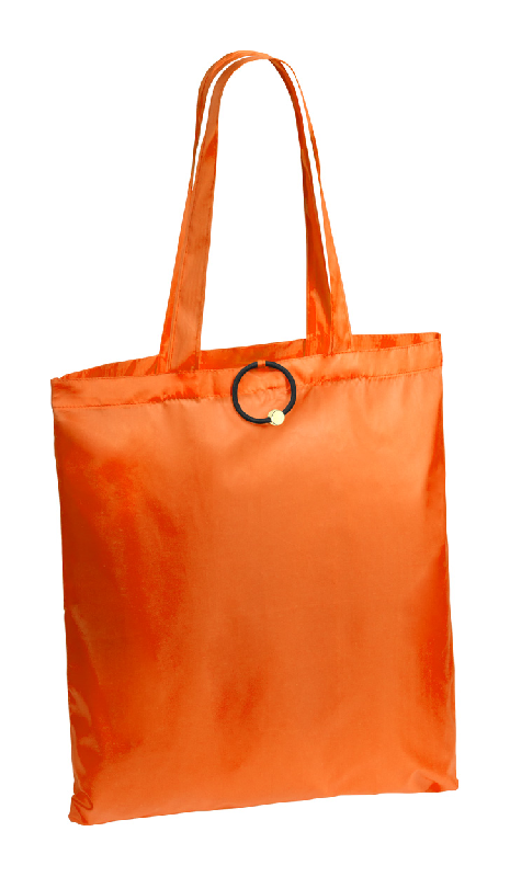 Sac shopping pliable - Polyester 190D - Bracelet en caoutchouc - Couleur orange - Poids 22g_0