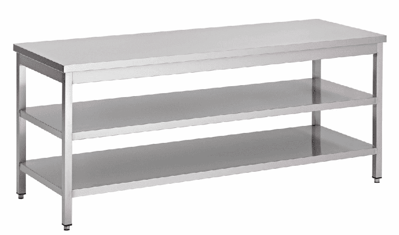 Table centrale 2 sous tablettes inox AISI 430 FABRINOX (Longueur : 500 , Profondeur : 500) - Longueur:500,Profondeur:500_0