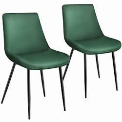 Tectake Lot 2 chaises assise ergonomique rembourrée aspect velours vert - 404921 - vert polyester 404921_0