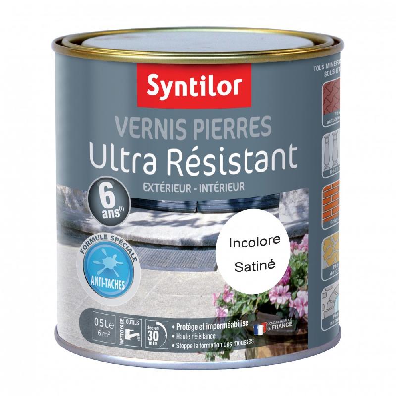 Vernis pierre intérieur/extérieur SYNTILOR - incolore - 0.5L - aspect satiné - pour pierres naturelles et béton_0