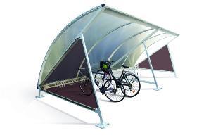 ABRI VÉLO SEMI-OUVERT DEMI LUNE / structure en acier / bardage en polycarbonate alvéolaire et polycarbonate  / pour 6 vélos_0