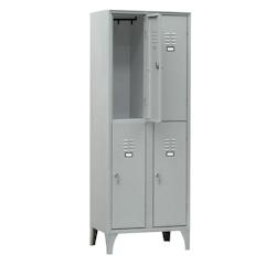 Armoire Vestiaire Multicases 2 Colonnes 4 Cases - L2G - Construction en acier monobloc avec serrure à clé_0
