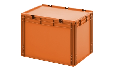 Bac Europe - caisse coffre empilable orange avec couvercle à charnières - normes CE_0