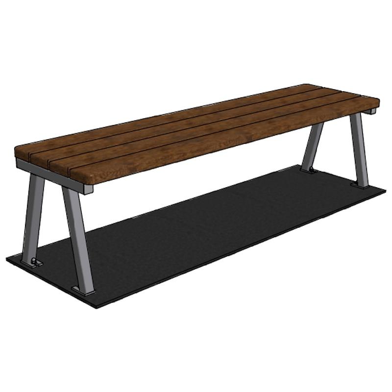 Banc public en bois ACTUS - Banquette City D - Métal & Bois - Fixation fixe sur platine_0