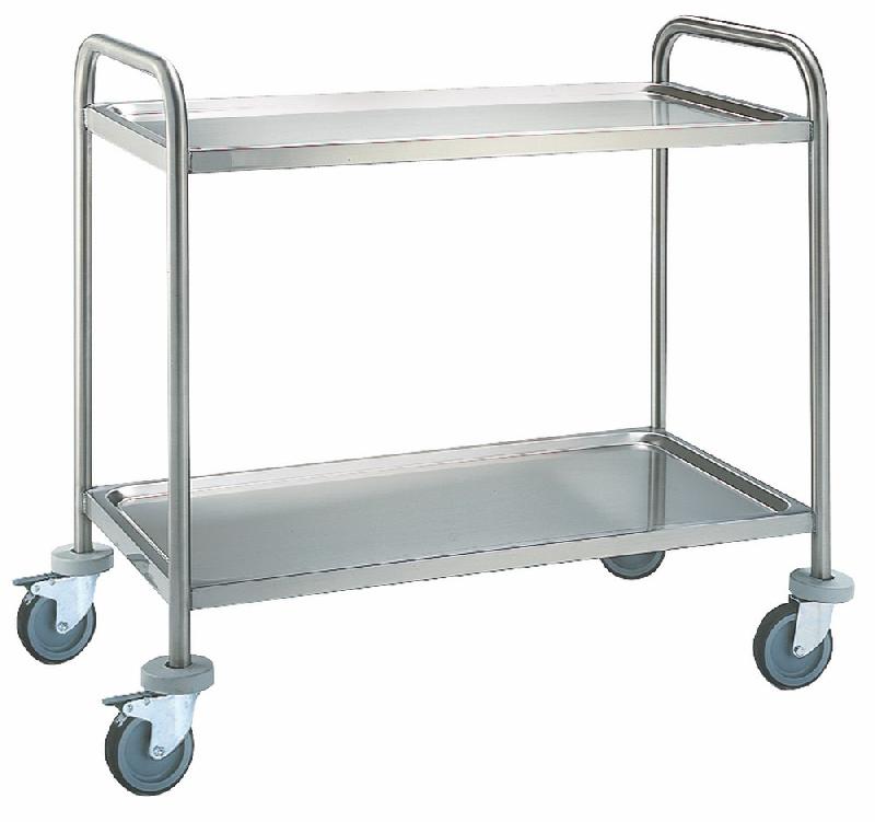 Chariot de service en inox avec 2 niveaux 780x430 mm - 810x460x850 mm - 5041_0