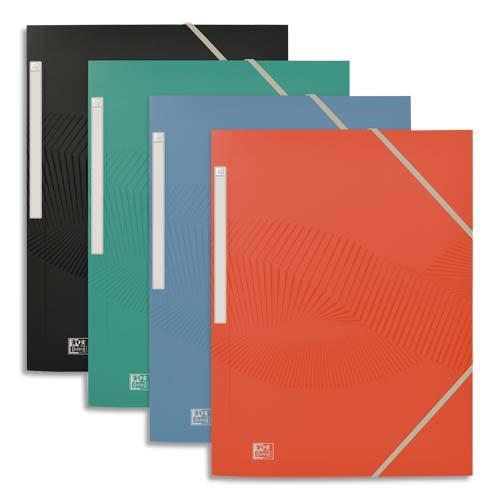 CHEMISE 3 RABATS A ELASTIQUE OXFORD OSMOSE RECYCLE EN POLYPROPYLENE 5/10E - FORMAT A4 - COLORIS ASSORTIS