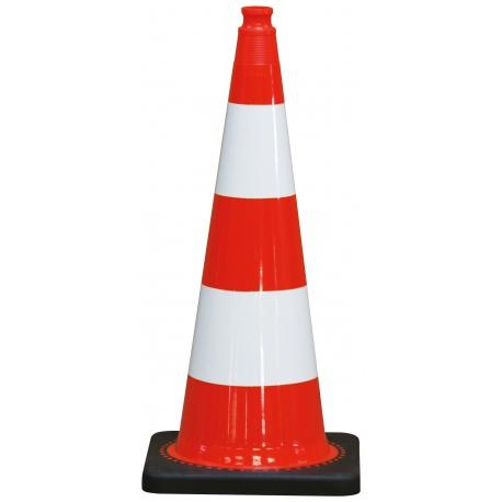 Cône plastique fluo 75 cm PVC - Pied caoutchouc 3,5 kg - TALIAPLAST 520303_0
