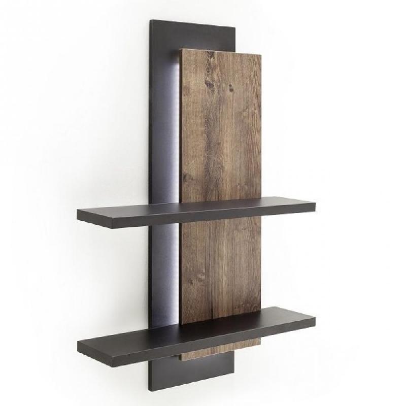 Étagère murale Halton avec LED - décor chêne gris cosmos - style industriel et design_0