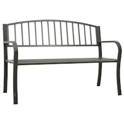 Helloshop26 - Banc public de jardin gris 120 cm - acier enduit de poudre - robuste et confortable - 02_0011729_0