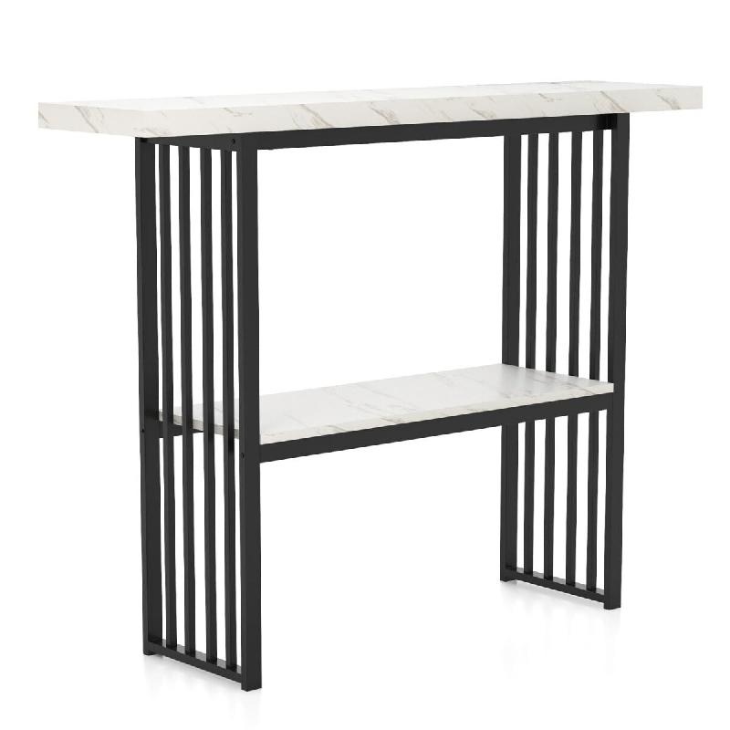 Helloshop26 - Table console à 2 niveaux 120 cm avec étagère ouverte rangement élégant style moderne en MDF blanc 20_0013846 - 3000227960139_0
