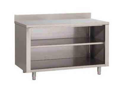 Meuble inox adossé avec une étagère réglable - Référence : MM1660_0