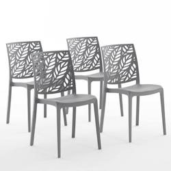 RATTATAN Set 4 Chaises en polypropylène avec fibre de verre empilables pour extérieur et jardin, bar et restaurant, cuisine design moderne - DAFNE -_0