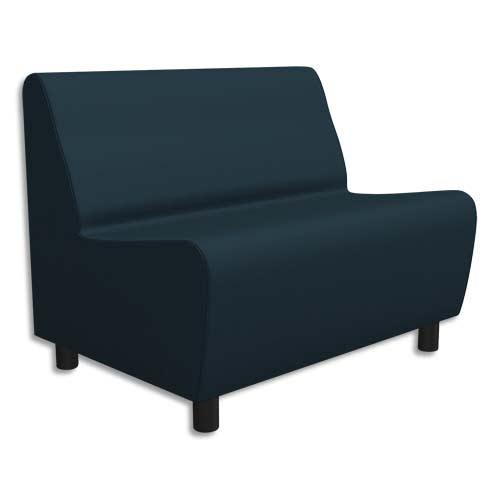 Chauffeuse modulaire 2 places izar bleu nuit ginko en pvc et coton, structure métallique_0