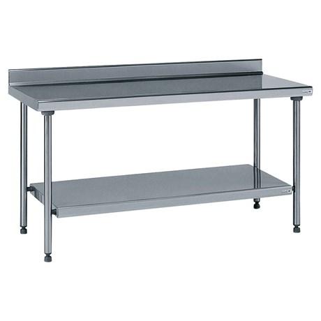 TABLE INOX ADOSSÉE AVEC ÉTAGÈRE INFÉRIEURE FIXE LONGUEUR 2000 MM