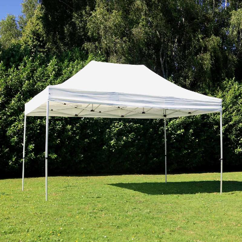 Tente pliante 3x4,5m - Structure aluminium hexagonale 40mm - Toit PVC 300g/m² blanche_0