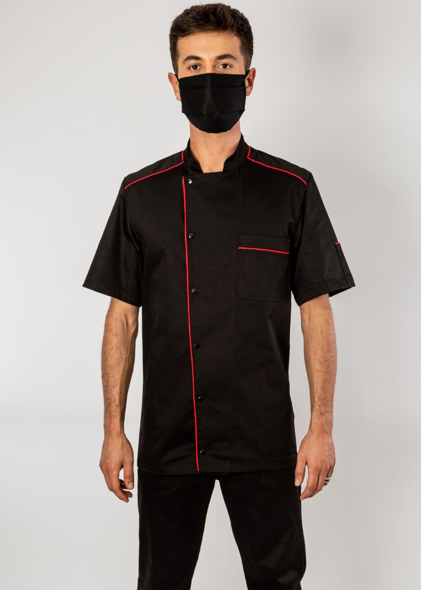 Veste de cuisine mixte - modèle Opio - col mao - personnalisable - Made in France_0