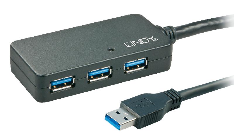 Rallonge active USB 3.0 Pro 10m avec hub 4 ports - Lindy 43159 - compatible USB 2.0/1.1_0