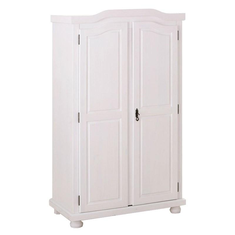 Armoire 2 portes bois Cardaillac 180cm blanc - Paris Prix - Pin massif laqué blanc avec grande capacité de rangement_0