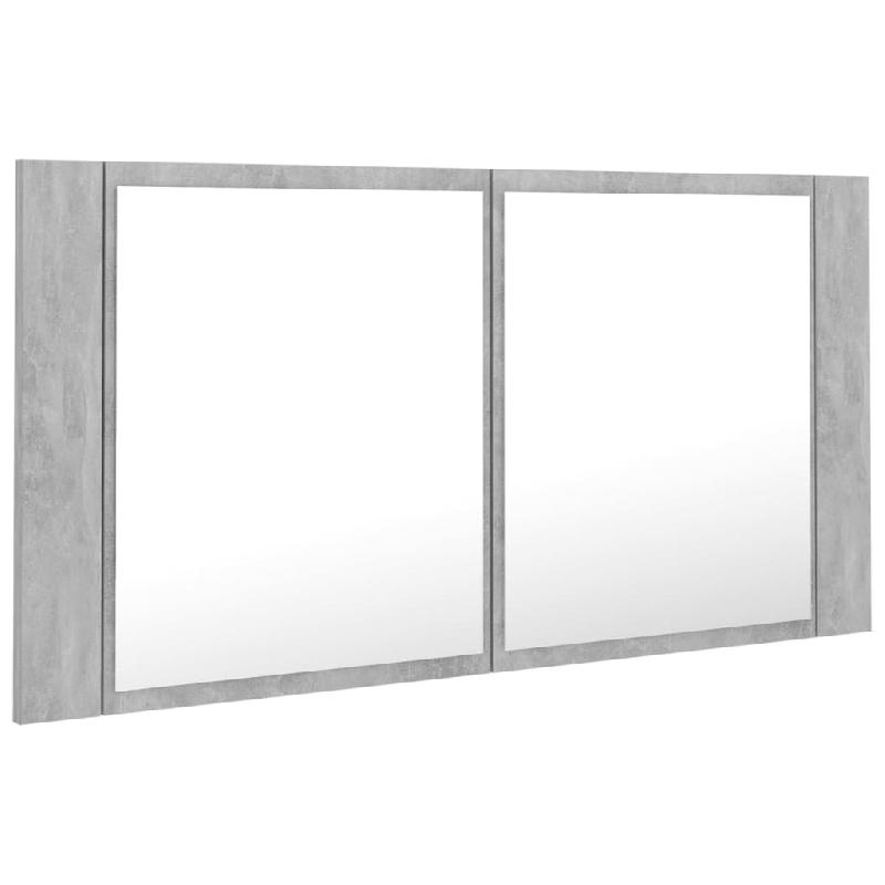 ARMOIRE DE SALLE DE BAIN À MIROIR LED 90 X 12 X 45 CM ACRYLIQUE GRIS 02_0006609_0