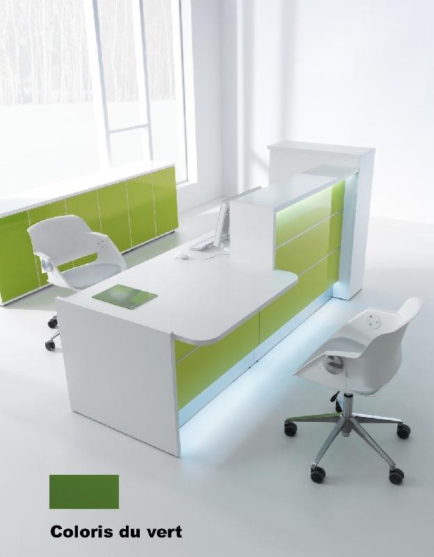 Banque d'accueil Valde droite avec meuble de rangement intégré - MDD - Vert brillant, Gauche, 265_1